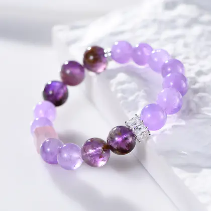 [Design] Lavender Amethyst Ghost Powder Cube Sugar Bracelet Amethyst Smart Bracelet Nine Purple Fire Accessory Gift for Girlfriend BAC155