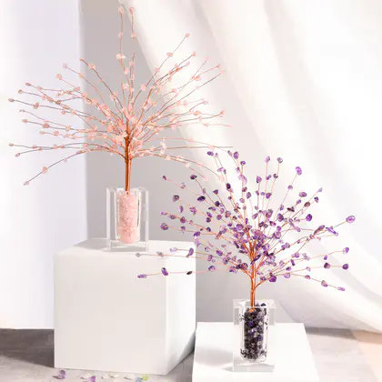 Square Glass Wealth Tree Crystal Ornament