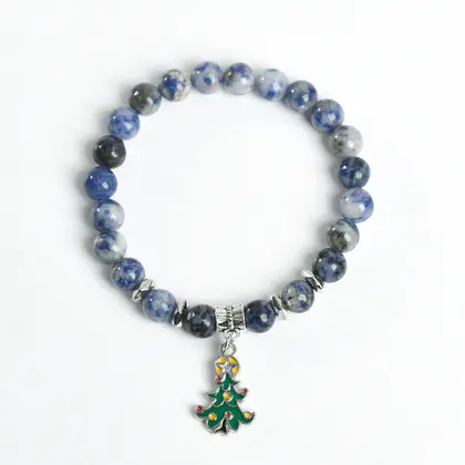 Christmas Tree Charm Bracelet, US/EU Christmas Series, Colorful Crystal, Trendy Style