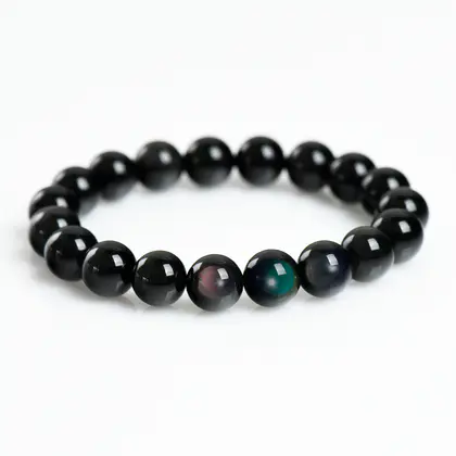 Natural Rainbow Obsidian Single-loop Bracelet