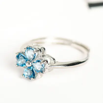 Four-leaf Clover Ring (Multi-color) Natural Crystal, Wire-wrapped, Best Seller