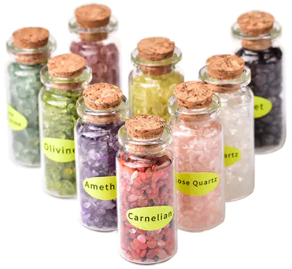 Crystal Chips Drift Bottle Wish Bottle, 9 Kinds Natural Crystal Gift Box, Kids Science Gift