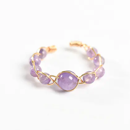 Woven Bead Ring (Multi-color) Handwoven Natural Seed Beads Copper Wire, US/EU Design
