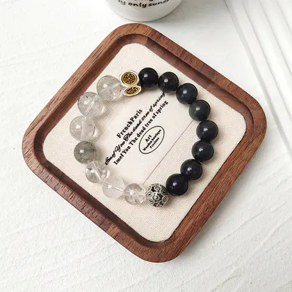 [Design] Obsidian Men's Black Shining Bracelet BAC1332