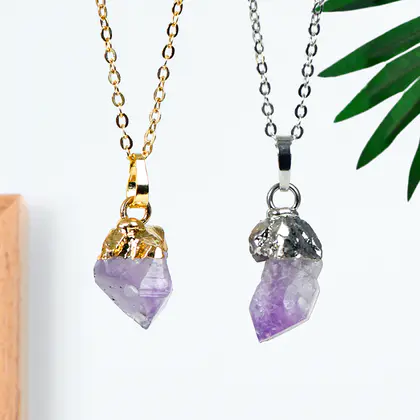 Natural Raw Amethyst Silver/Gold Plated Pendant, Best Seller, Wholesale