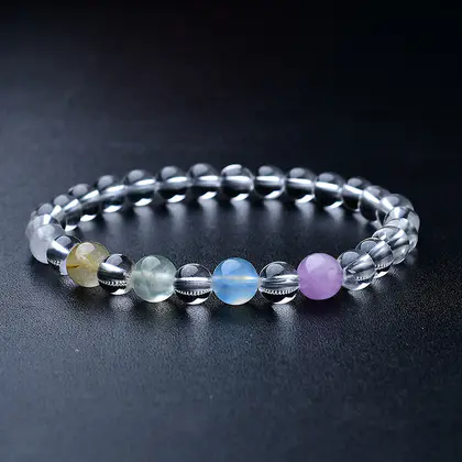[Design] White Crystal Multi Treasure Single Ring Bracelet