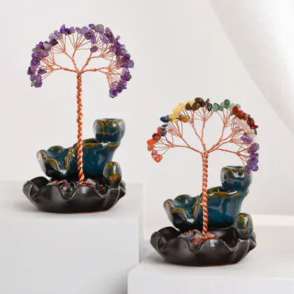 Lotus Leaf Incense Holder Tree of Life, 72 LEDs CE066