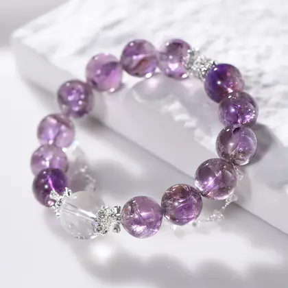 [Design] Large grain purple purple bracelet women purple purple amethyst crystal bracelet learning shore original accessories for girlfriend gift