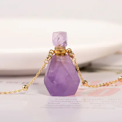 Perfume Bottle Pendant (Multi-color) Best Seller, Crystal, Simple Necklace