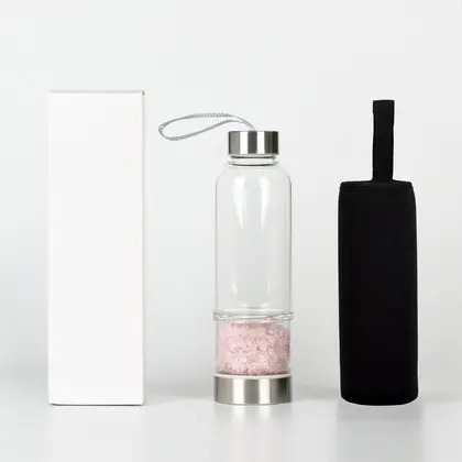 Crystal Chips Energy Glass Cup, Best Seller, Portable Outdoor, Layered, Cleansing Cup