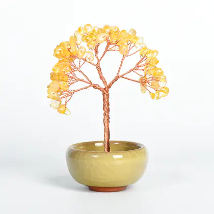 Colorful Small Bowl Crystal Tree (Multi-color) Chip Stone, Home Office Decor