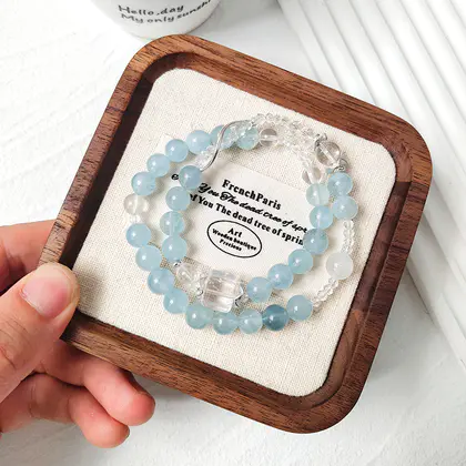 [Design] Glacier Aquamarine Double Circle Bracelet BAC1249