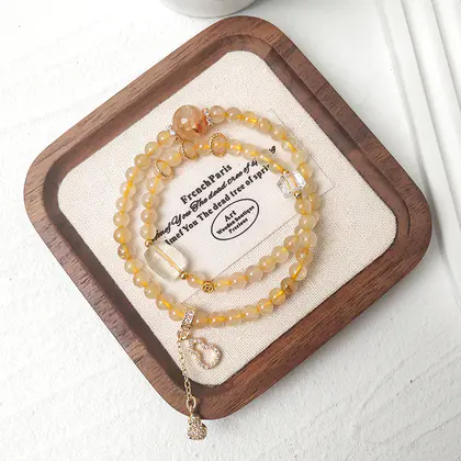 [Design] Blonde Crystal Yellow Crystal Double Ring Bracelet BAC1348