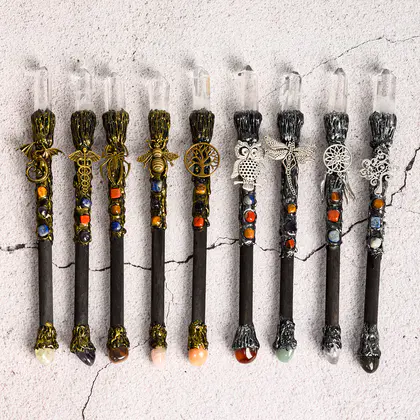 Natural Clear Quartz Harry Potter Magic Wand, Metal Core, Personalized, In Stock