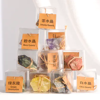 Single Raw Stone Transparent Box Mineral Specimen