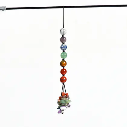 Chakra Bead Woven Charm (Multi-color) Amethyst & Rose Quartz, Car Charm, Star Moon, Handmade