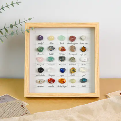 25 kinds of colorful rolling grinding stone crystal bare stone style picture frame swing table wholesale relocation new house picture frame ornament gift