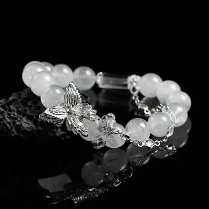 [Design] White Ghost Butterfly Single Ring Bracelet BAC568