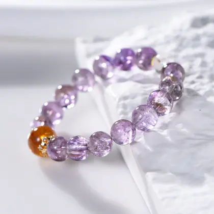 [Design] Purple Assay Crushed Ice Crystal Bracelet Single Ring Bracelet Premium Fashion Jewelry Gift Women