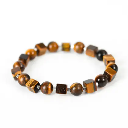 Cube Bead & Chip Bracelet, Colorful Faceted Crystal Cube, Simple Handmade Stretch Bracelet
