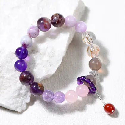 [Design] Nine Purple Fire Bracelet Natural Amethyst Fortune Seeking Transfer Bracelet Women's Vigorous Career Dragon Year Zodiac Year Multi Treasure Bracelet Gift