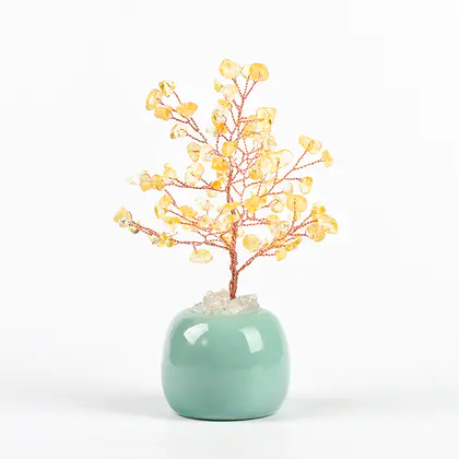 Jar-shaped Crystal Tree Ornament (Multi-color) Colorful Jar, Home Office Decor