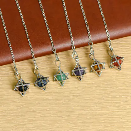Hollow Metal Merkaba Hexagram Pendulum CG011
