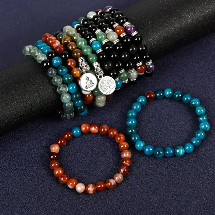 Colorful healing elements accessory bracelet natural crystal gemstone bracelet silver plated seven-color bracelet European and American popular manufacturers direct sales
