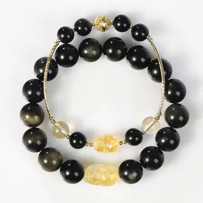 [Design] Obsidian Yellow Crystal Bracelet - Unisex Single/Mixed