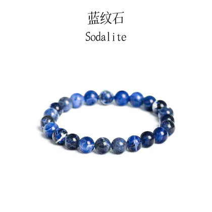Blue Lace Agate Bracelet, Natural 8mm Crystal Stone Beads