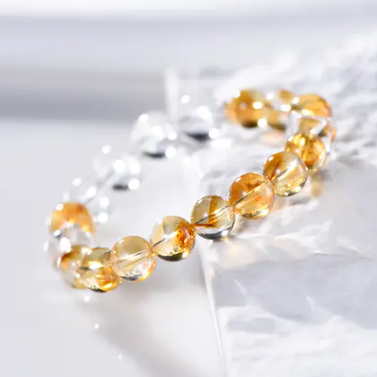 [Design] Yellow Crystal White Crystal Cube Sugar Bracelet Natural Crystal Niche Design High Jewelry Wealth Bracelet