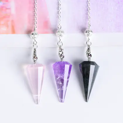 Natural Crystal Pendulum Pendant, New Arrival, 12-facet Cone, Best Seller Overseas