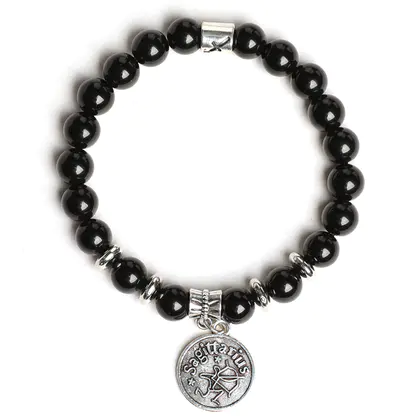 Obsidian 12 Zodiac Bracelet, Natural Planet Beads, Tag Style, Couples