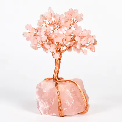 Wire-wrapped Crystal Tree with Raw Crystal Base (Multi-color) Clear Quartz, Amethyst, Home Office Decor