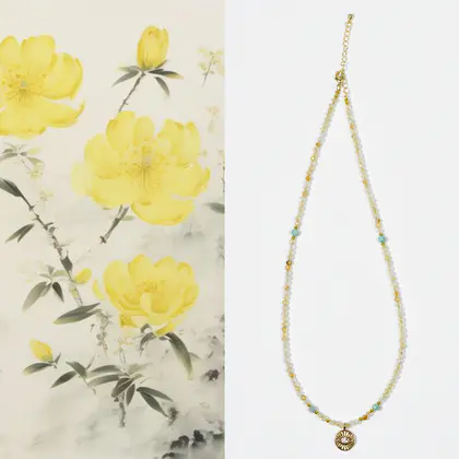 [Design] Yellow crystal faceted necklace collarbone necklace