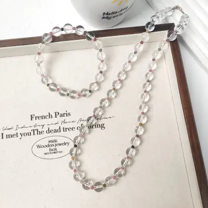 [Design] White crystal tourmaline sleeve chain BAC1403