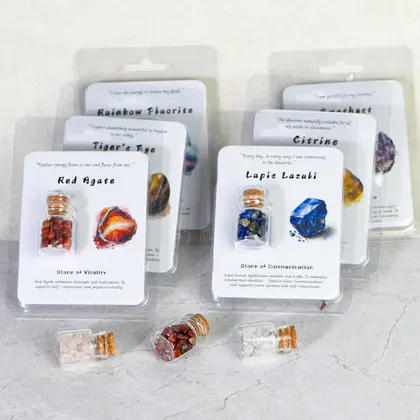 Wish Bottle Card Set (Multiple Styles) Clear Quartz, Rose Quartz & Amethyst