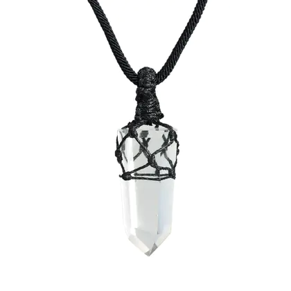 Handwoven Clear Quartz Point Pendant, Wire-wrapped, Wholesale