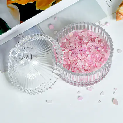 Natural Purple/Pink/White Crystal Cleansing Salt Chip Glass Bowl, Jewelry Storage