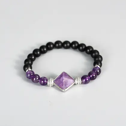 Pyramid Bracelet, Natural Crystal Gemstone, Silver Plated Colorful, US/EU Trendy, Factory Direct