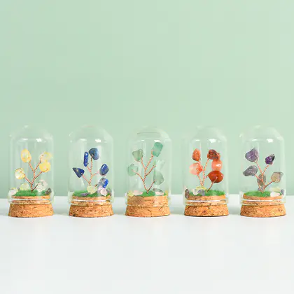 Natural Raw Crystal Glass Dome Micro-landscape Tree, Kids Science Gift, Home Decor