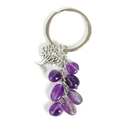 Tree of Life Crystal Chips Keychain (Multi-color) Best Seller, Mixed Stones