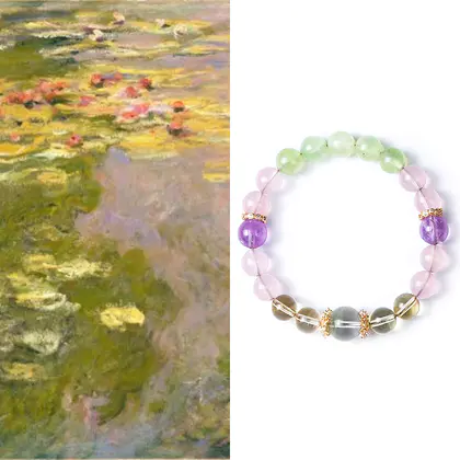 [Design] Monet water lily series bracelet - pink crystal grape stone amethyst