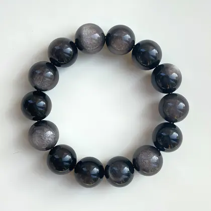 [Plain Circle] Silver Obsidian Bracelet Obsidian Bracelet Men's Obsidian Bracelet Women's Transfer Pearl Dragon Birthday Gift