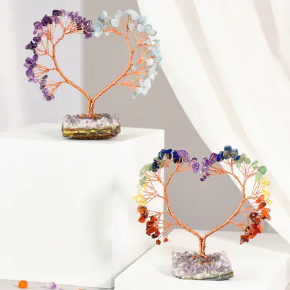 Amethyst Cluster Heart Base Crystal Tree