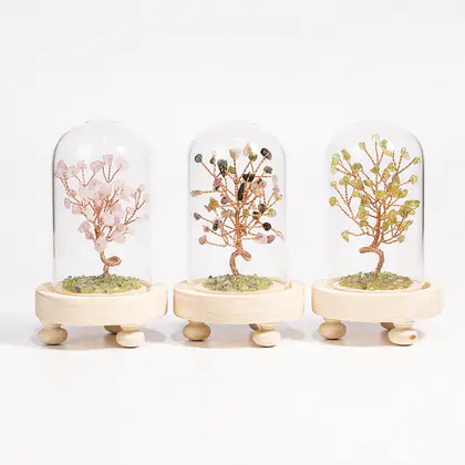 Peridot Lawn Crystal Tree Ornament (Multi-color) Chip Stone, Home Office Decor, Gift