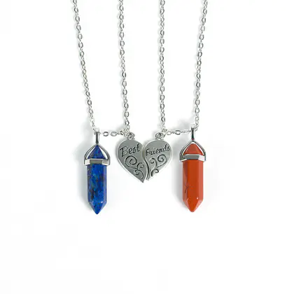 Couple Pair Hexagonal Double-terminated Pendants (Multi-color) Best Seller, Mixed Crystal