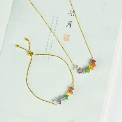 Colorful Gravel Bracelet Necklace