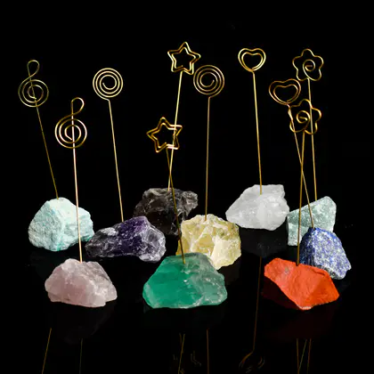 Natural Irregular Raw Stone Memo Clip Bookmark, Amethyst Cluster Base, Creative Gift