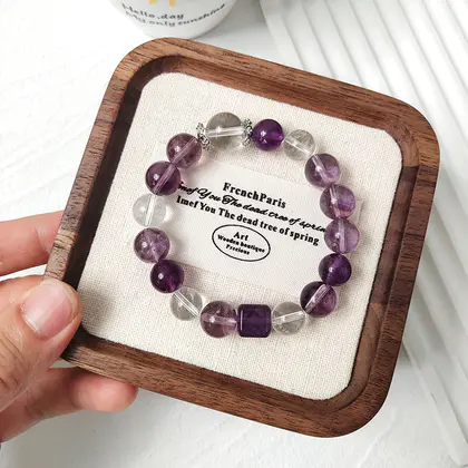 [Design] Amethyst square sugar single ring bracelet BAC575